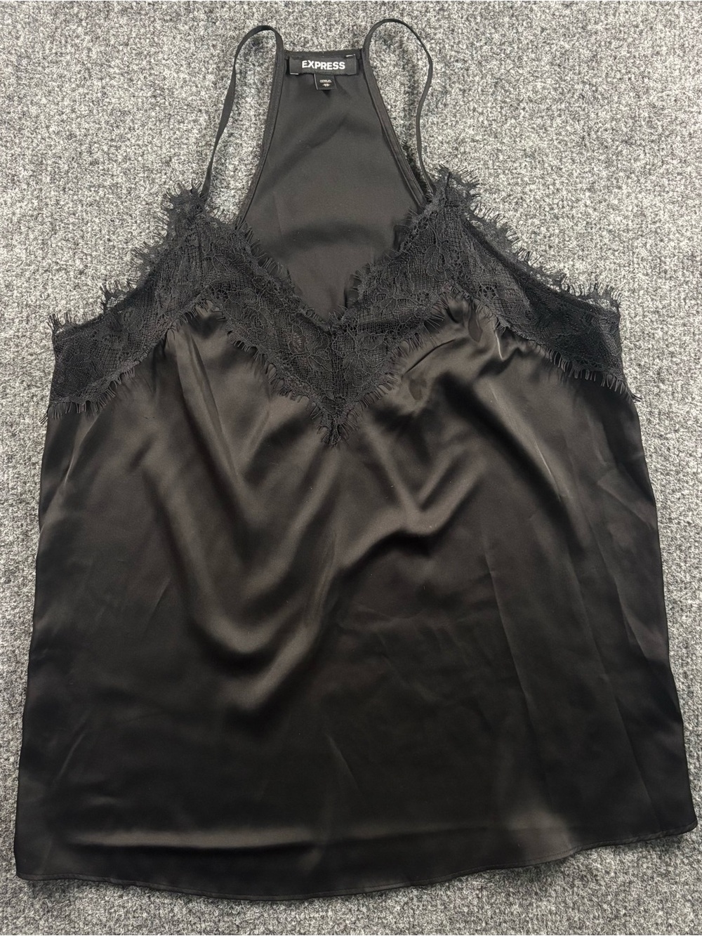 Express Black Satin Lace-Trim Camisole